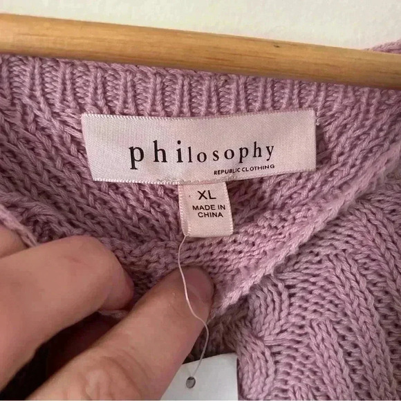 Philosophy Studded Cable Knit Tunic Sweater Pink Size XL NWT - Picture 7 of 7